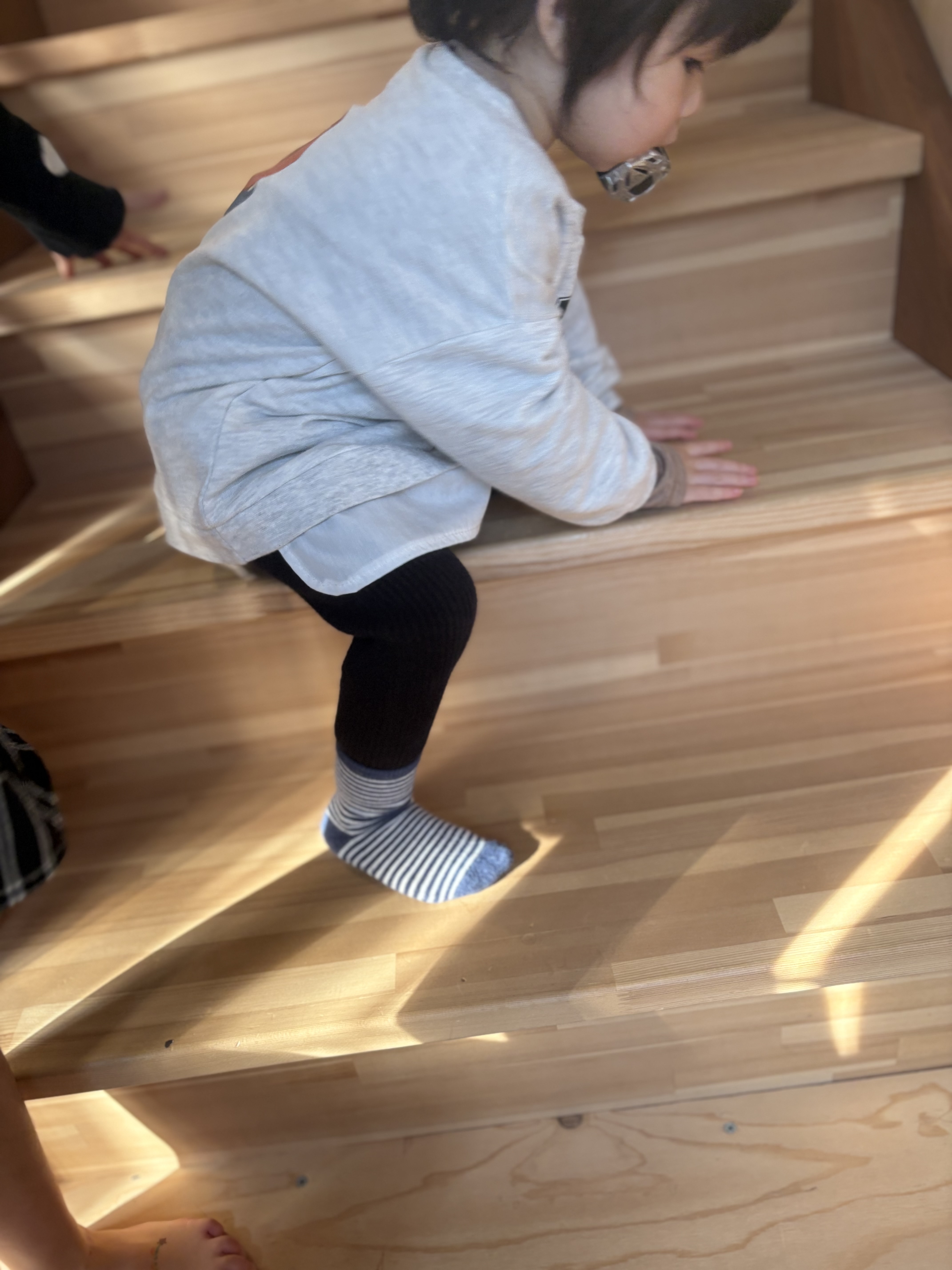 階段も後ろ向きなって、両手両足を使って降りれる様になったよ。