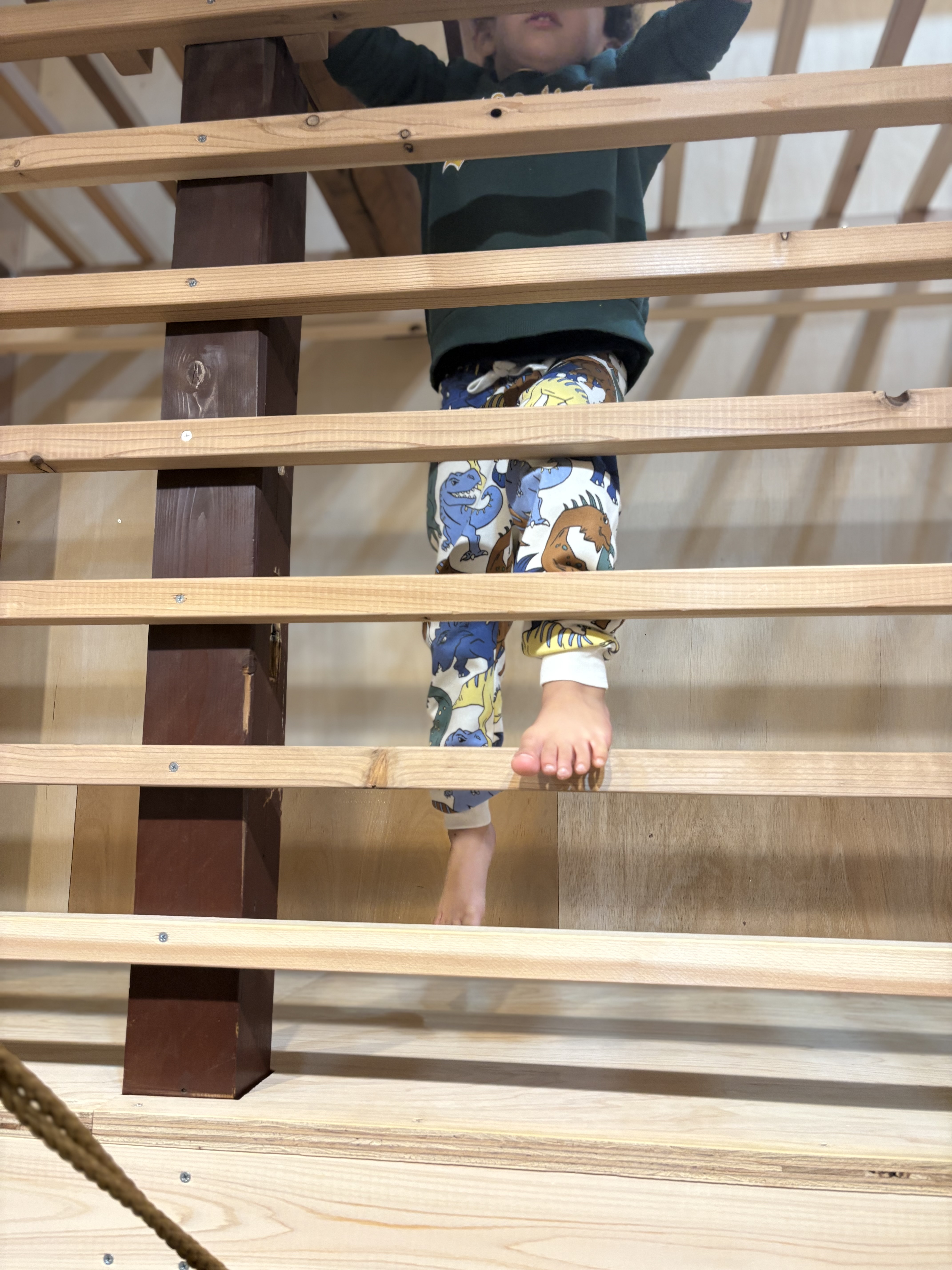 見てみて、こんなに高い場所に登れたよ！！と嬉しそうに教えてくれる男の子。