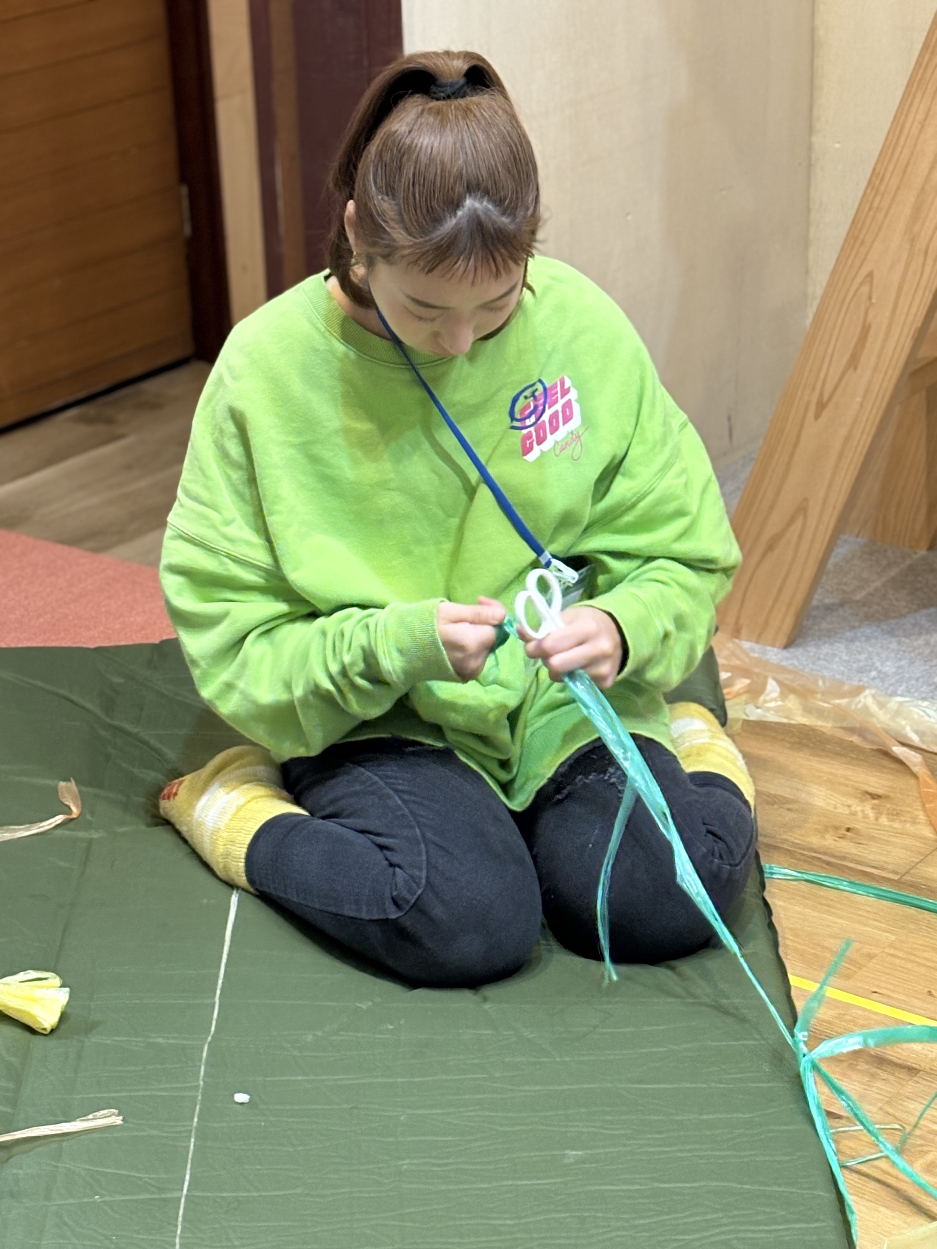 こんなな遊びがあるよと、スタッフが集中していると、みんな真似し始める。