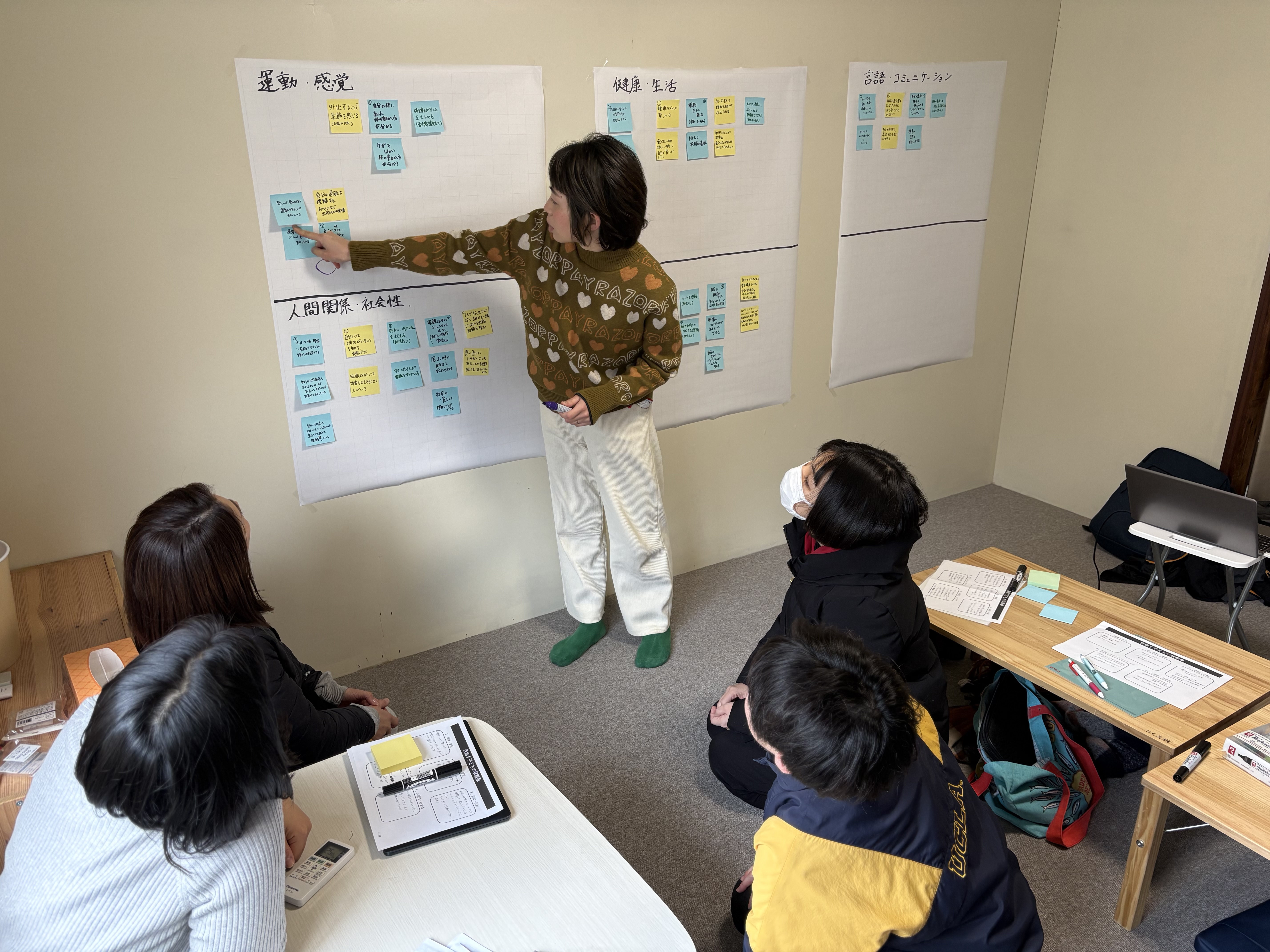 「迷った時の、合言葉。」

スレタンハウスの指針「SMILE FAMILY」を指し示し、議論の着地点を確認するスタッフたち。