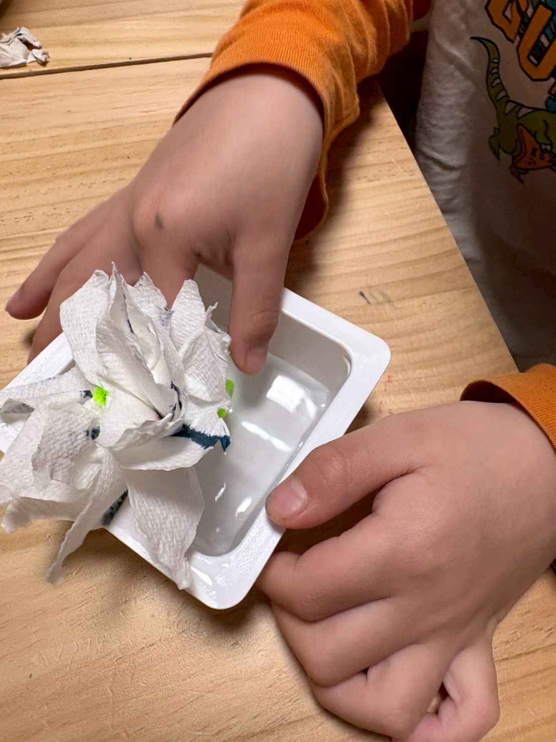 「水に触れた、運命の0秒。」

ペーパーの端が水に触れた瞬間。まだ変化が起きる前の「静」の時間。