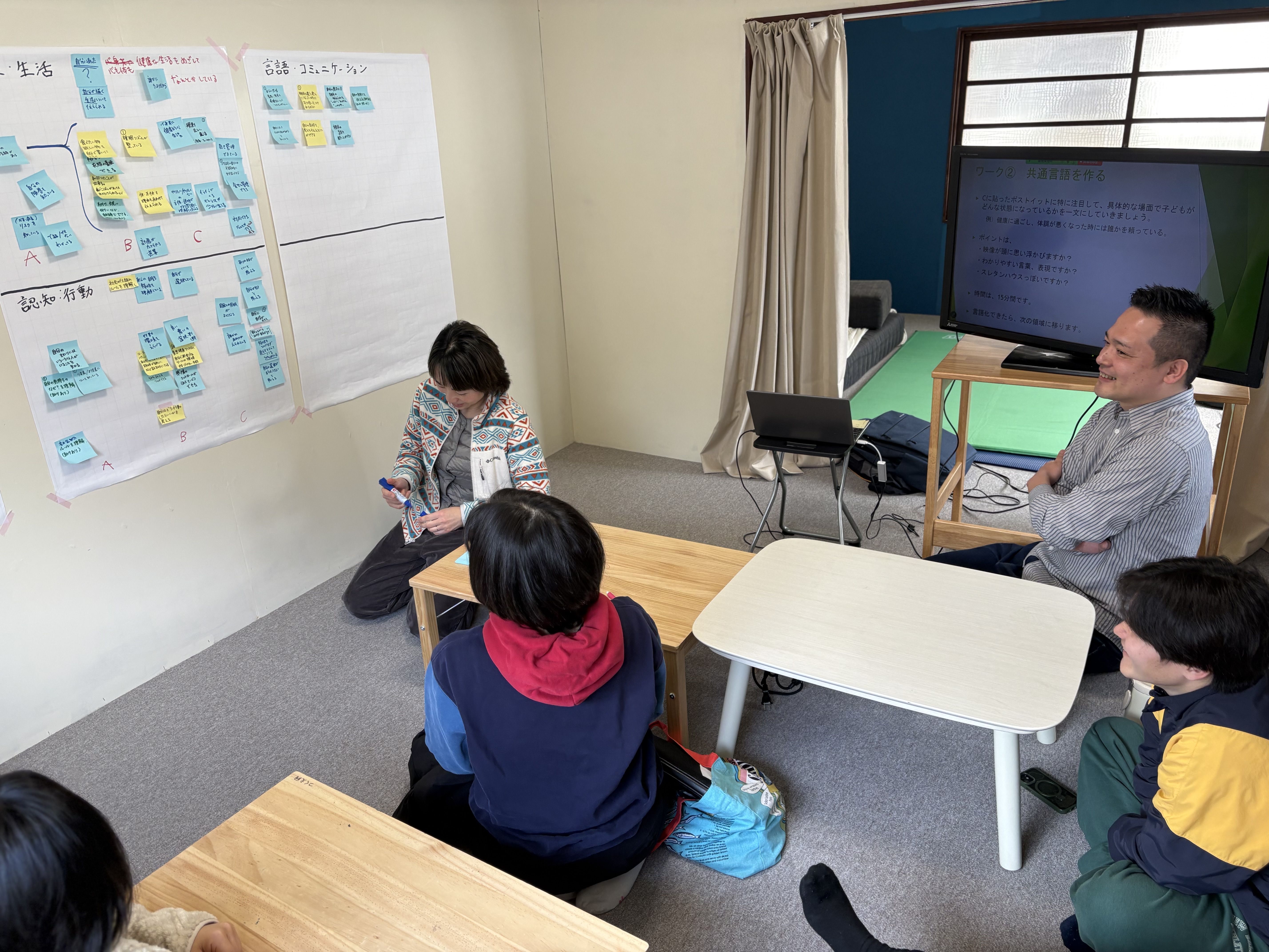 「カテゴリーC：『つづいている』を追う視線。」

A（わかる）B（できる）の先、C（つづいている）のエリアにポストイットが集中していく様子。一時的な成功ではなく「一生モノの習慣」を見据えるこだわり。