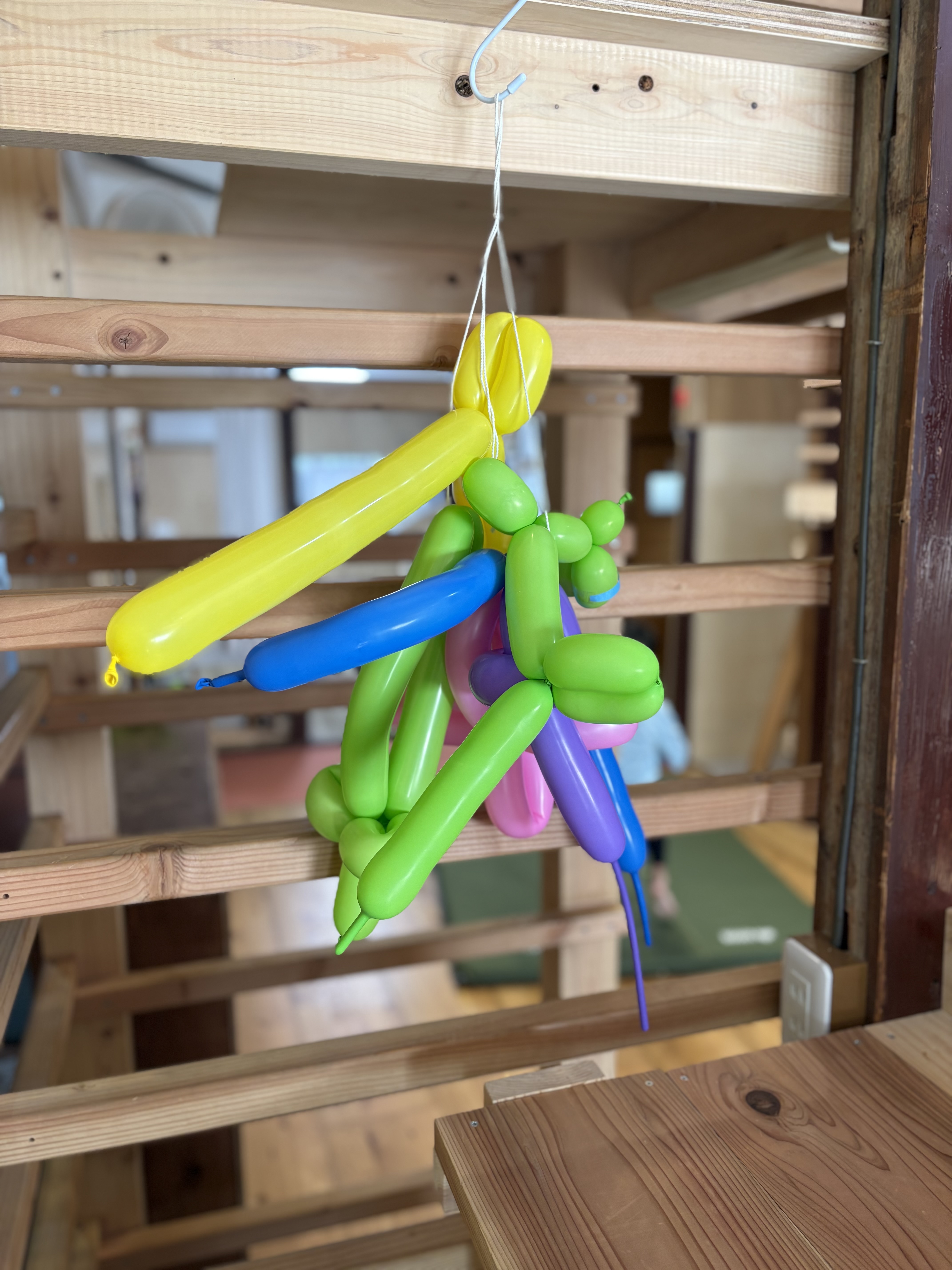 「『みんなで作った(?)バルーンの森!』お部屋いっぱいの風船と記念撮影」
お部屋に転がるたくさんのカラフルなバルーンと一緒に、みんなでわいわい並んで写る賑やかな集合写真。